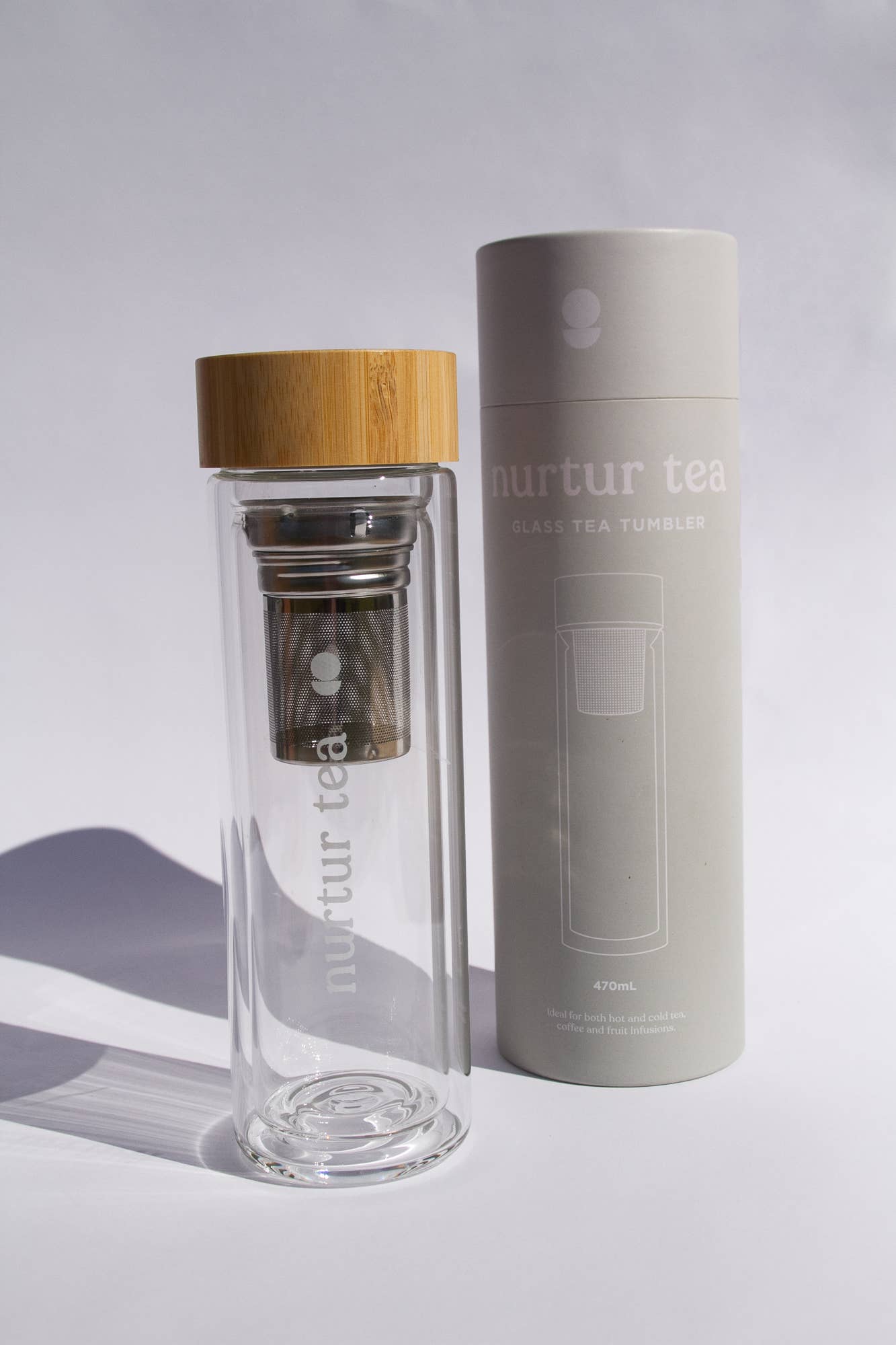 Nurtur Tea - 3 in 1 Glass Tea Bottle with Infuser