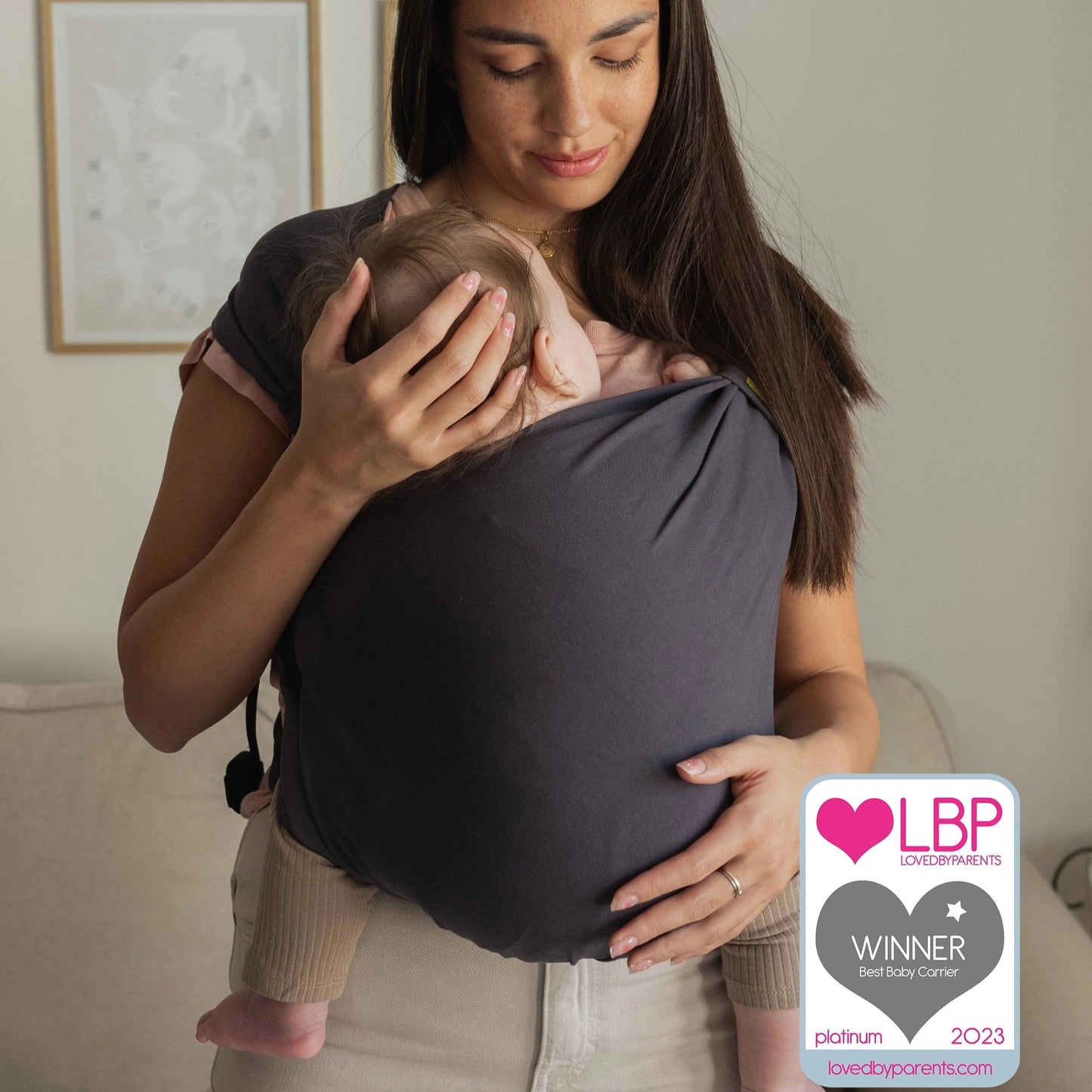 Boba Bliss Baby Wrap Carrier in Charcoal