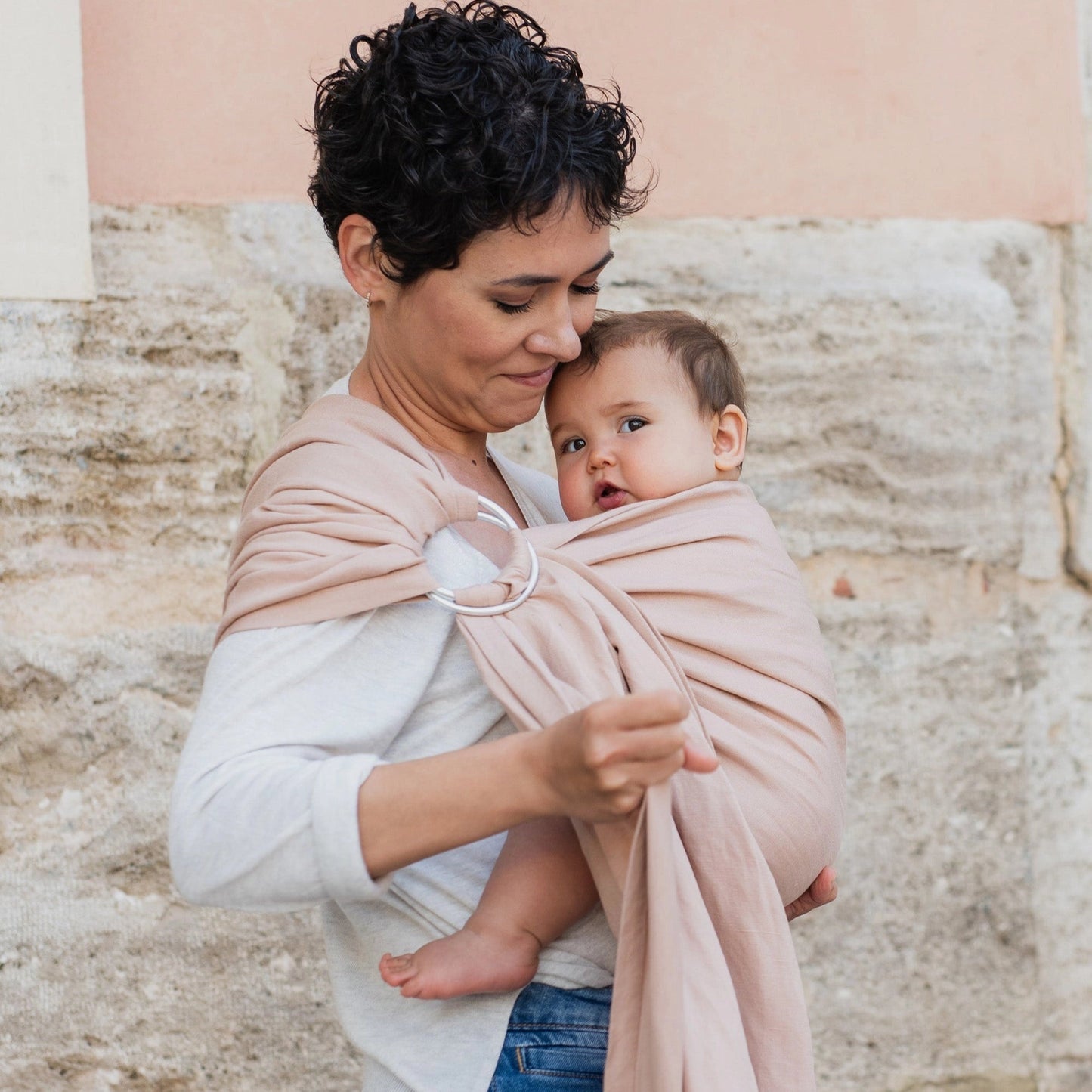 Boba Linen Ring Sling in Peony Pink