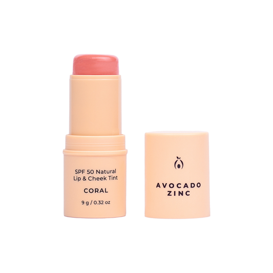 Avocado Zinc -  SPF 50 Natural Lip & Cheek Tint - Coral