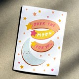 Over the Moon Card - Congratulations Good News Celebration 