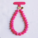 Phone cord hearts - fuchsia