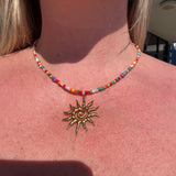 Beaded by Loz - rainbow mini bead//gold sun