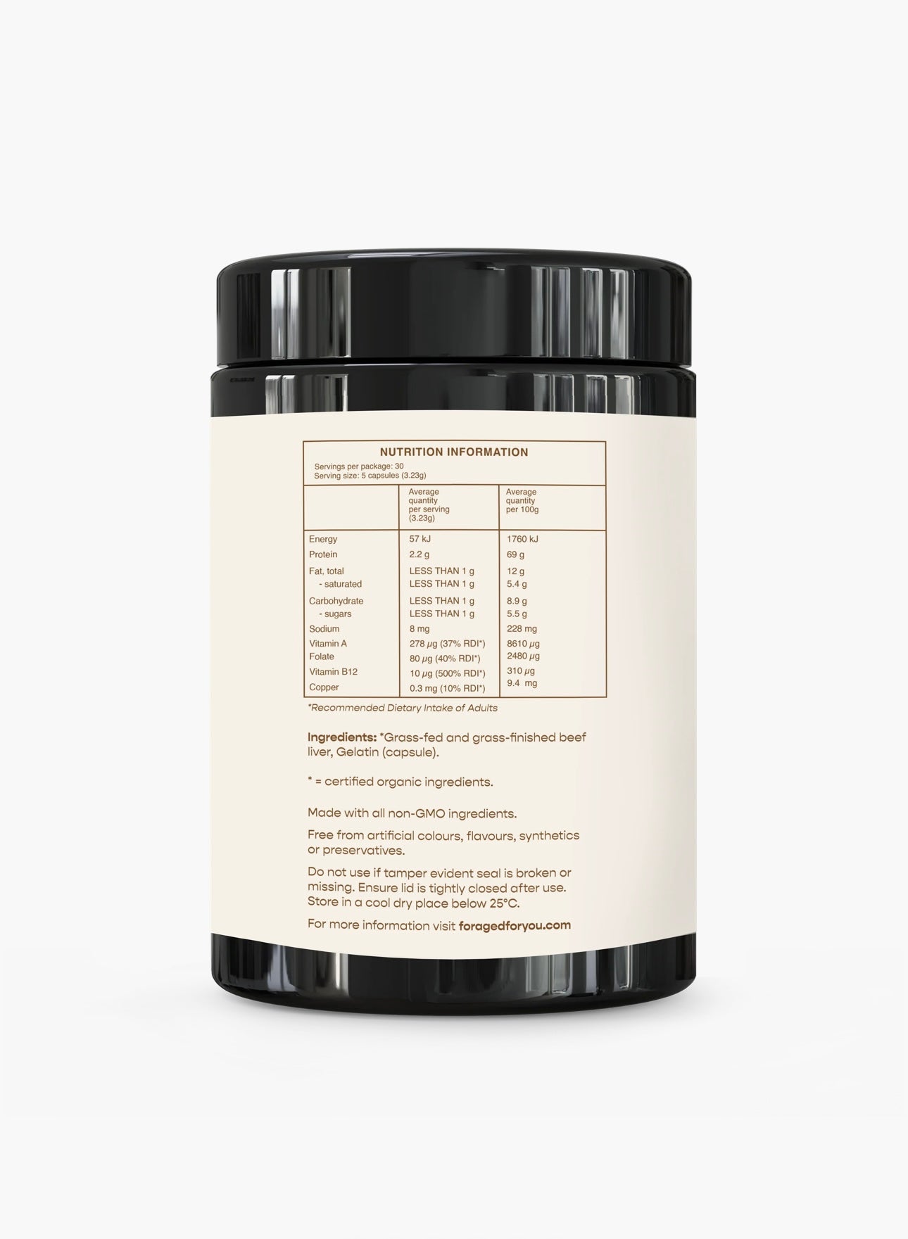 Foraged for you - Organic Beef Liver Capsules