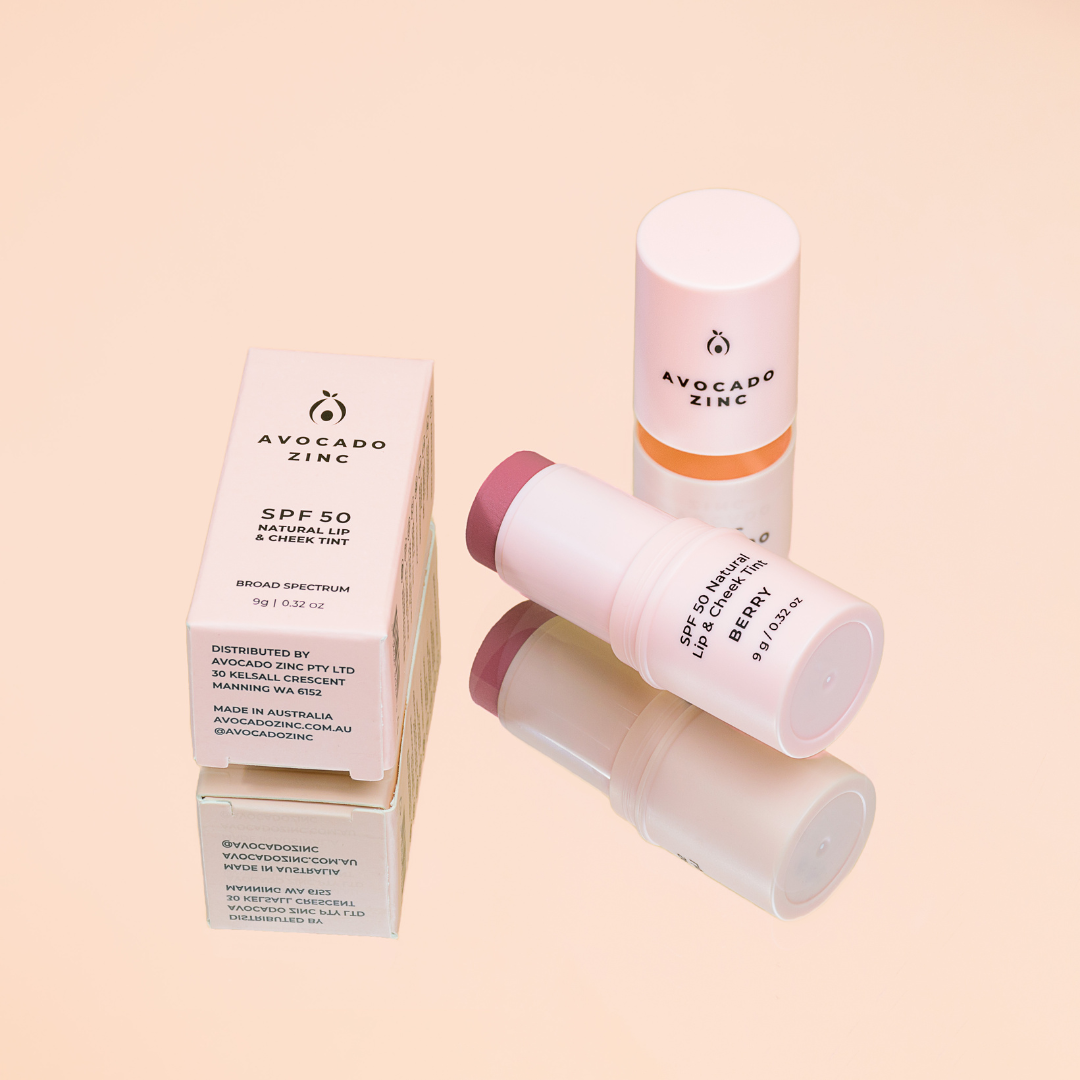 Avocado Zinc -  SPF 50 Natural Lip & Cheek Tint - Berry