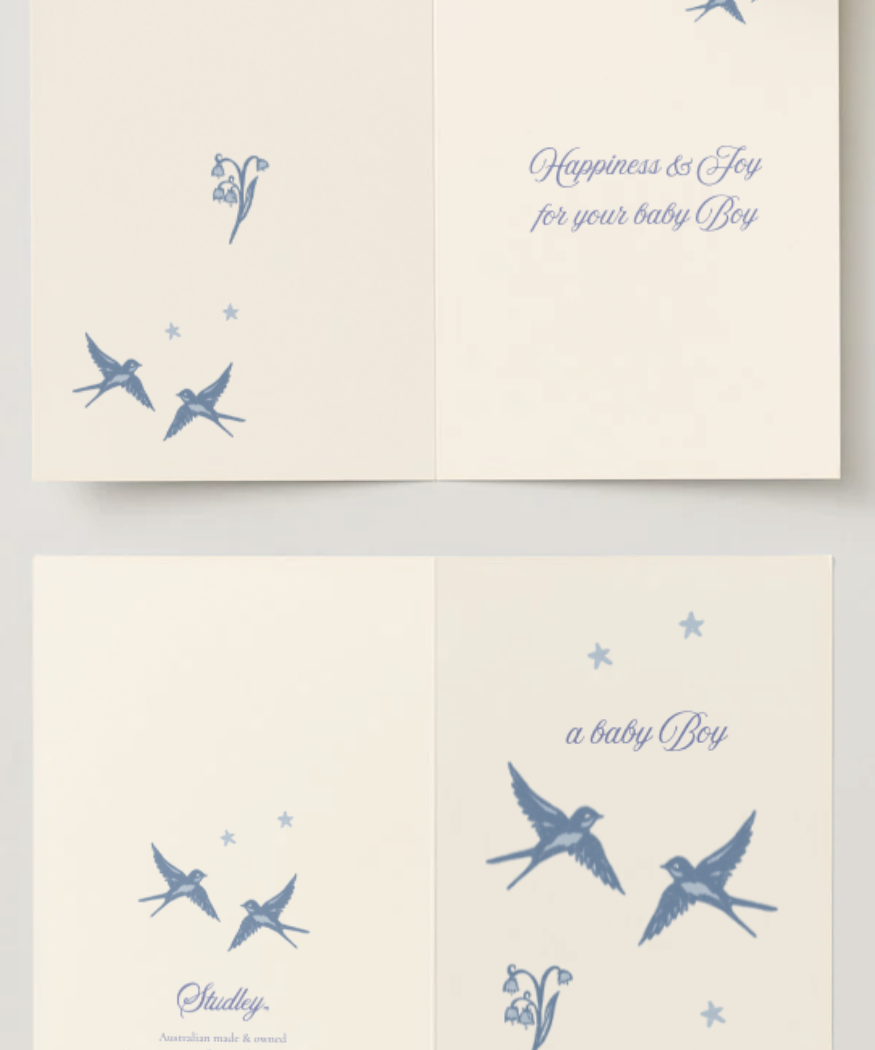 Bluebirds - a baby boy // Card