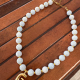 Beaded by Loz - chunky bead//gold initial pendant
