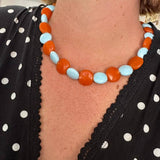 Peach Foam Beaded Necklace - Amilita The Label