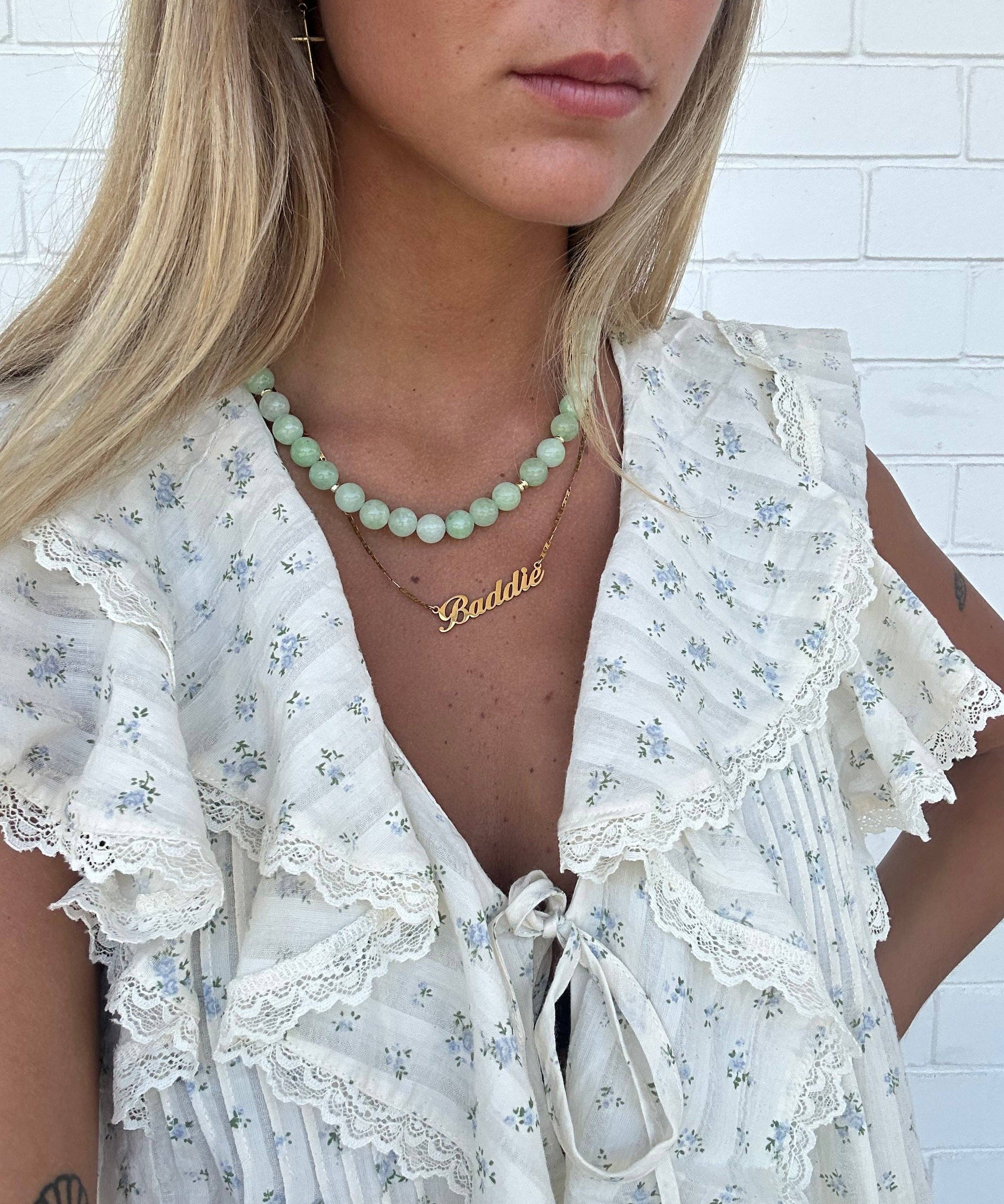 Green Jade Natural Stone Necklace