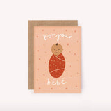 Bonjour Bebe Pink Mini Card - New Baby Cute Shower Greeting