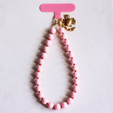 Phone cord necklace with Miyukis and crab - light pink/red