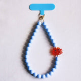 Phone cord beads with crab - light blue