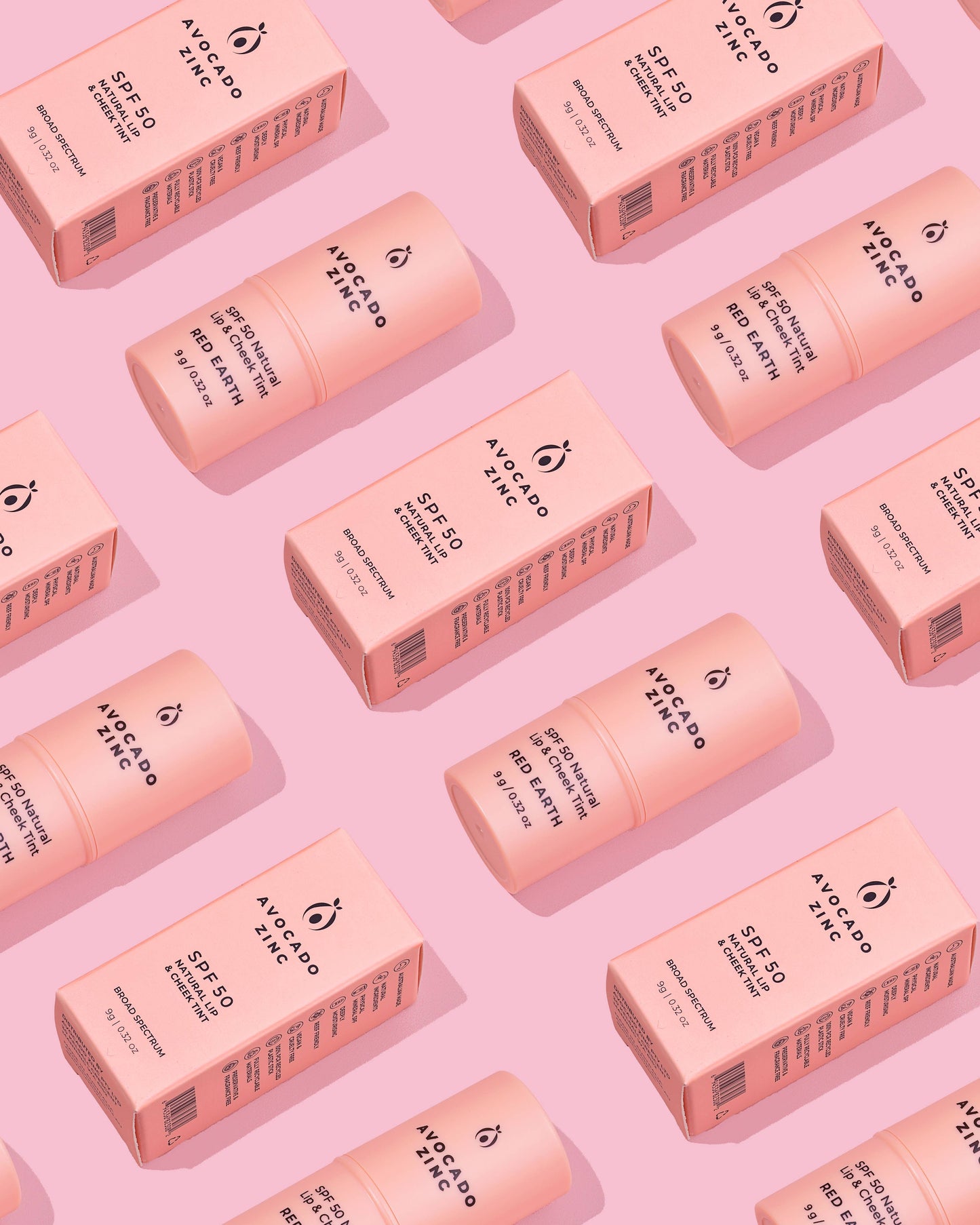 Avocado Zinc -  SPF 50 Natural Lip & Cheek Tint - Red Earth