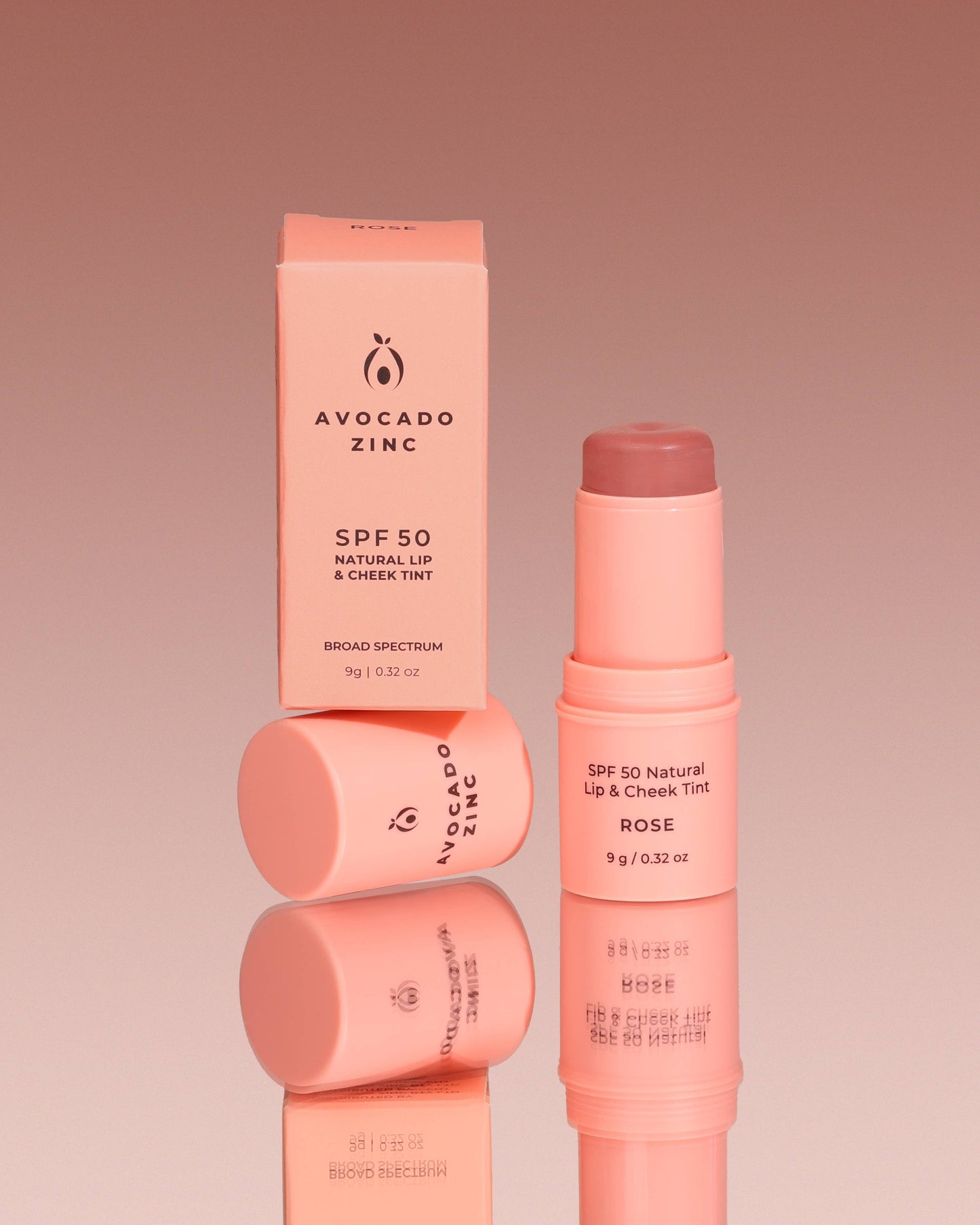 Avocado Zinc -  SPF 50 Natural Lip & Cheek Tint - Rose
