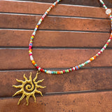 Beaded by Loz - rainbow mini bead//gold sun
