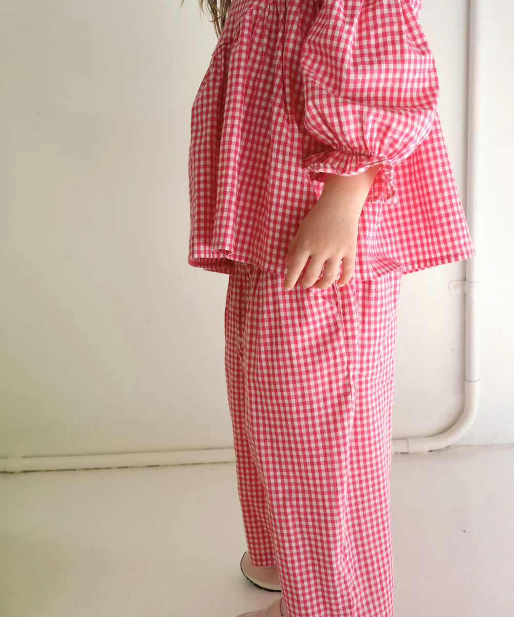 Bloom Blouse | Raspberry Gingham