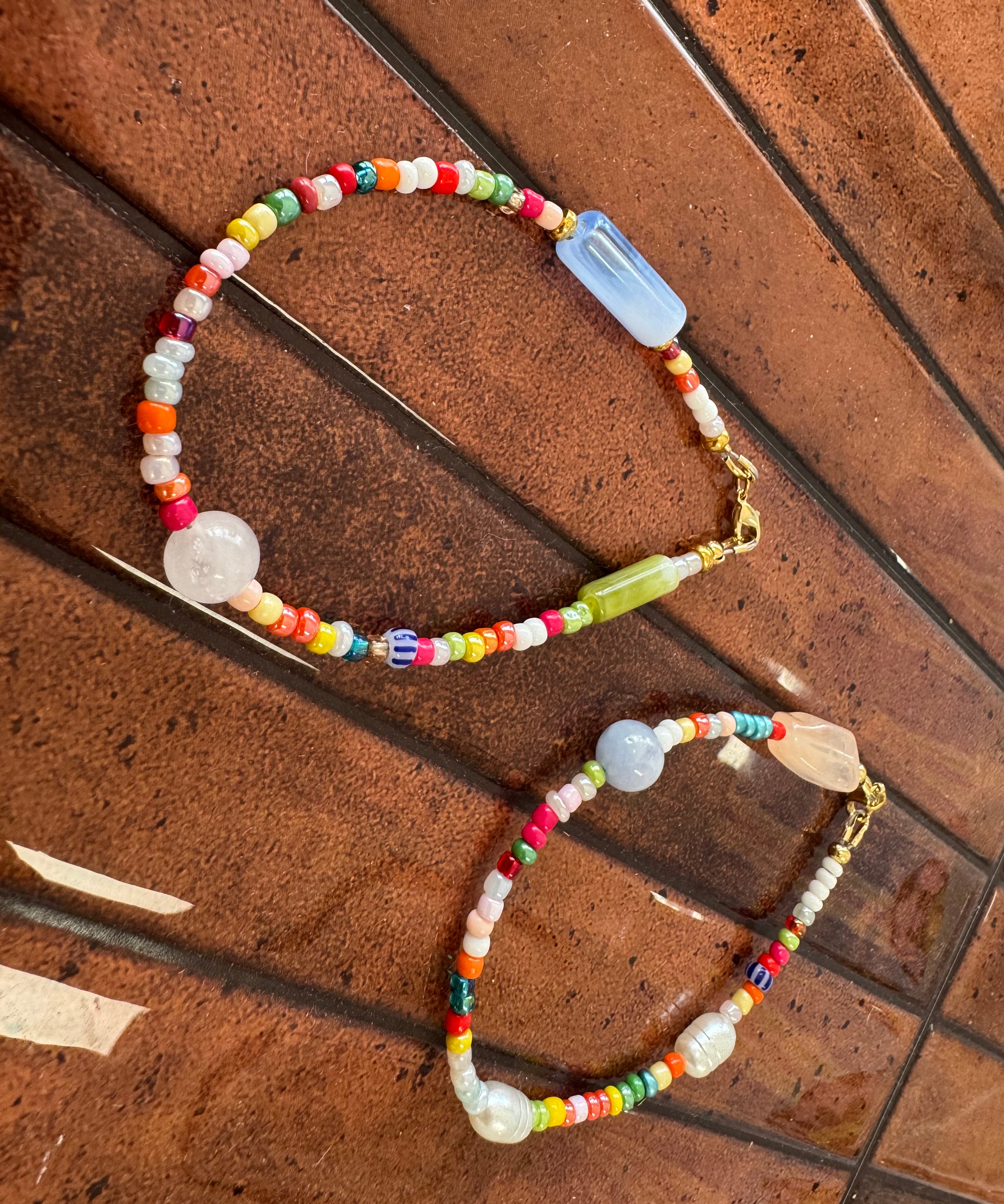 Beaded by Loz - rainbow mini bead bracelet