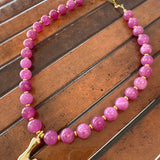 Beaded by Loz - chunky bead//gold initial pendant