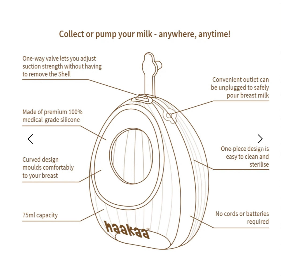 Shell Wearable Silicone Pump 75ml