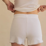 Milk-sleep shorts - white Pointelle