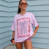 ‘Bow & Hearts’ Oversized Graphic T-Shirt