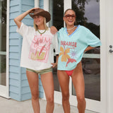 ‘Paradise’ Oversized Graphic V-Neck T-Shirt