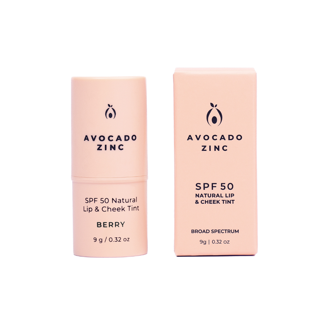 Avocado Zinc -  SPF 50 Natural Lip & Cheek Tint - Berry