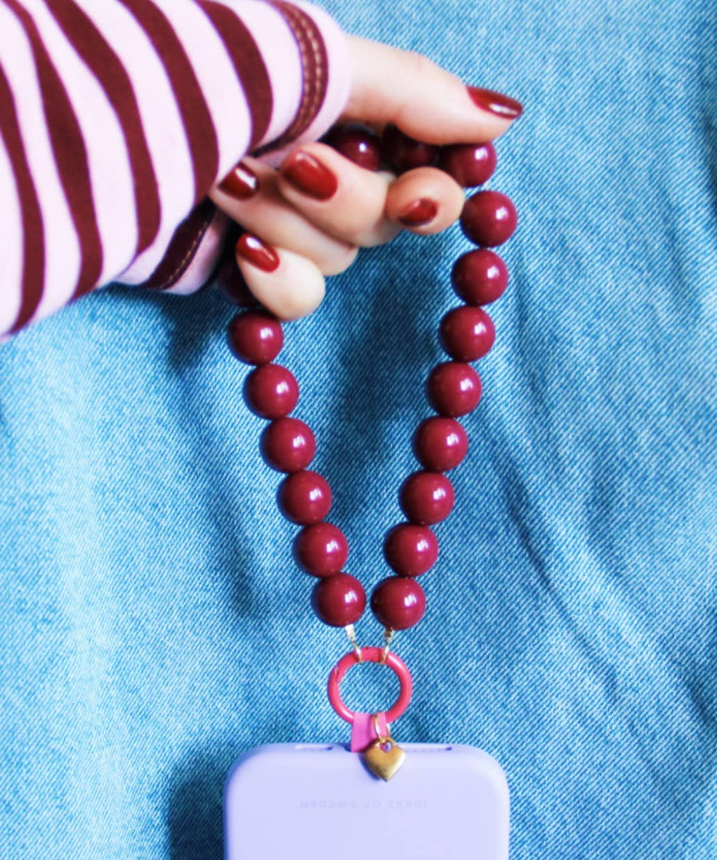 Phone cord beads XXL - cerise