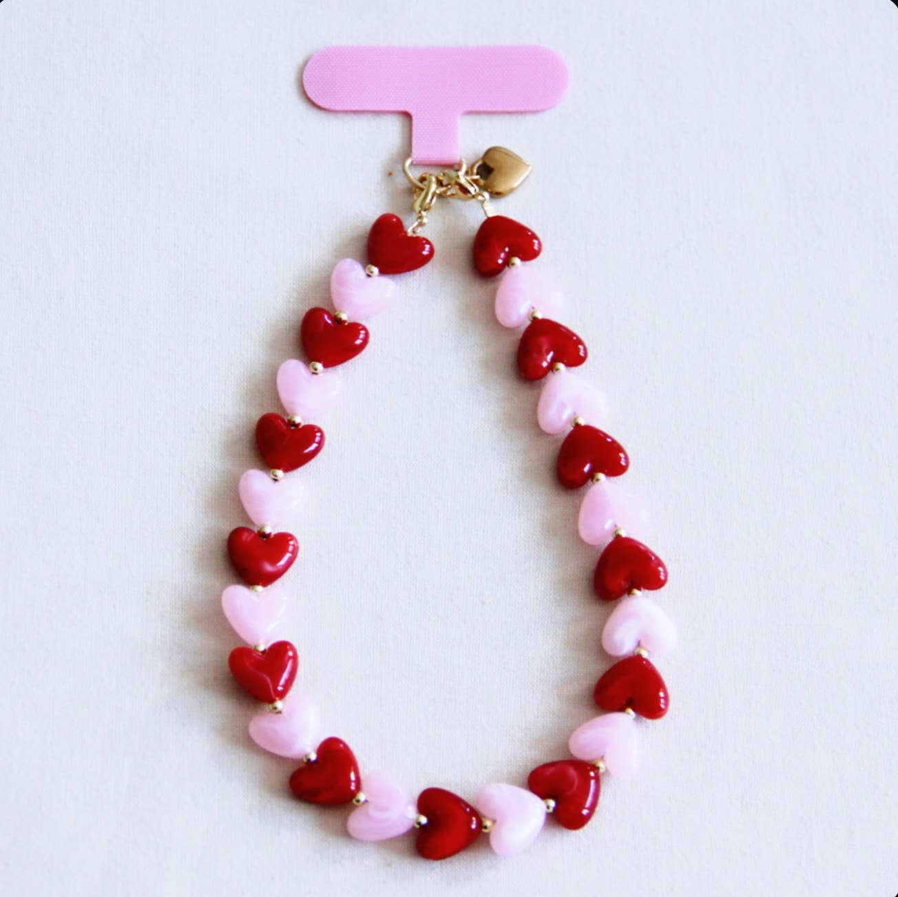 Bazou Phone Cord Hearts Pink/Red