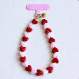 Bazou Phone Cord Hearts Pink/Red