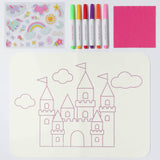 Wipeable Silicone Colouring Mat - Unicorn Castle