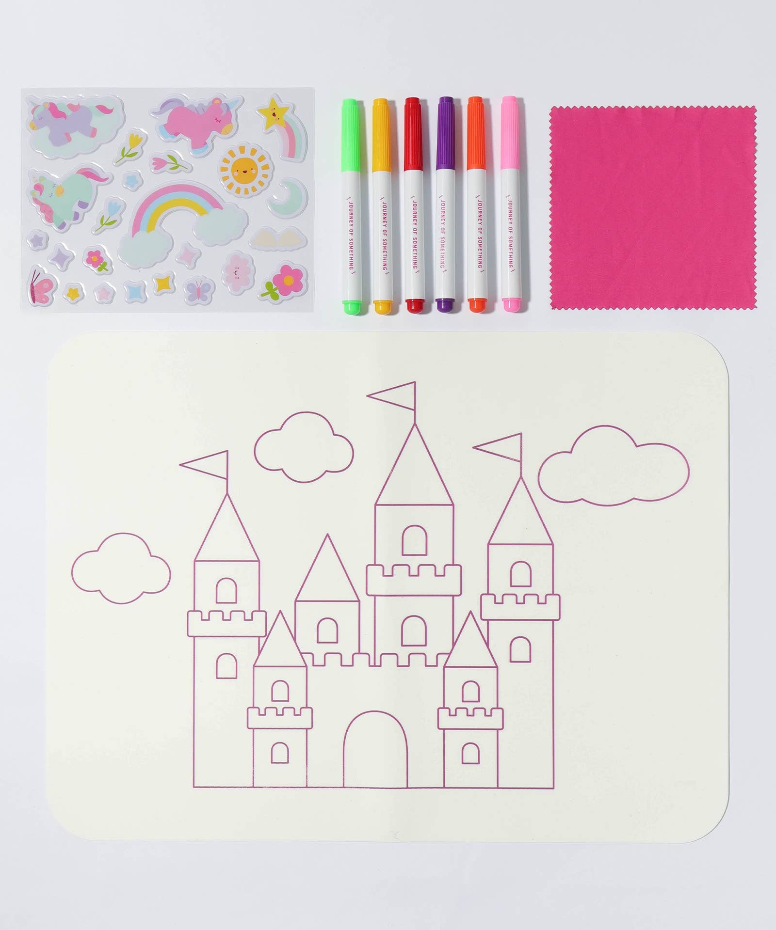 Wipeable Silicone Colouring Mat - Unicorn Castle