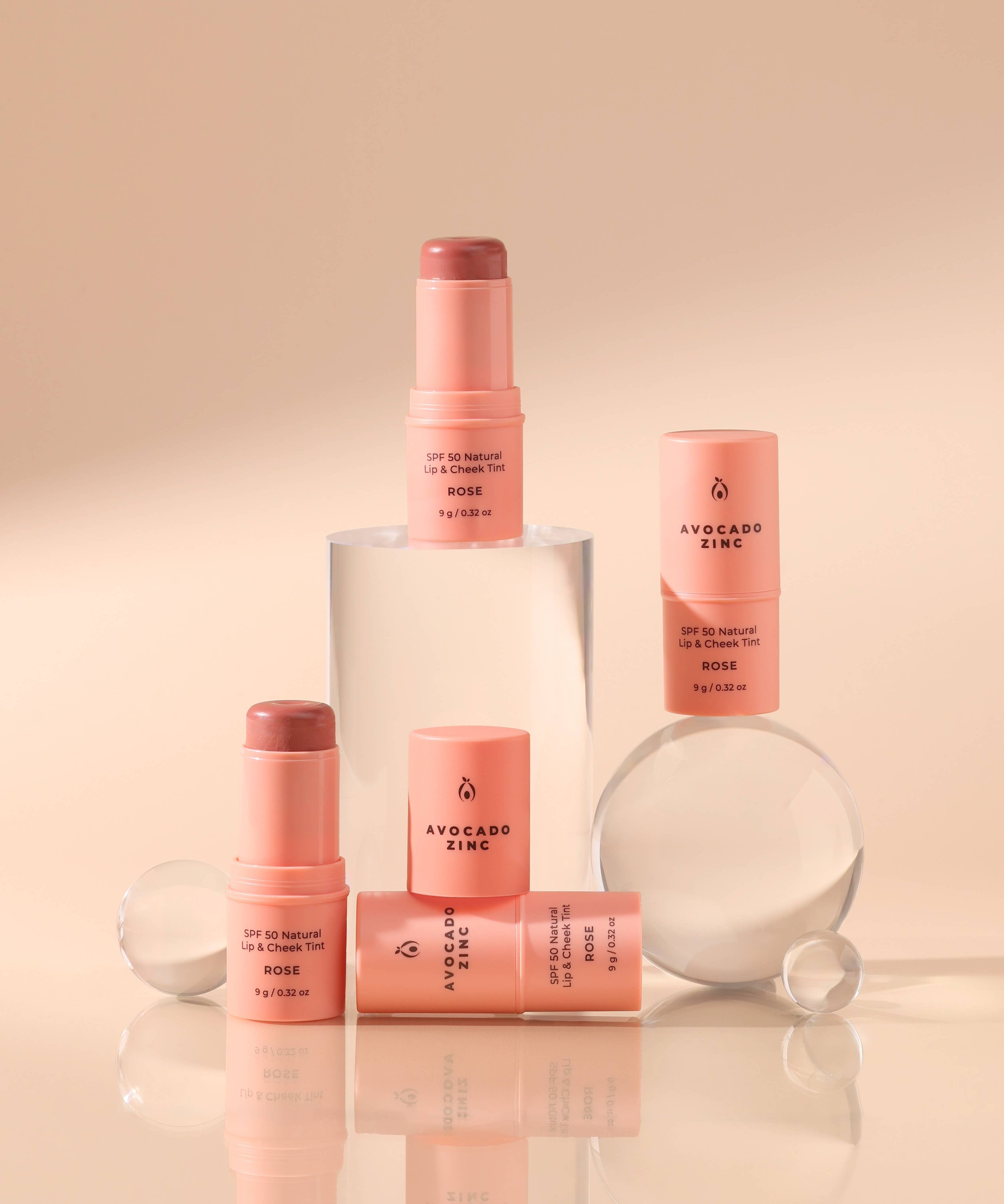 Avocado Zinc -  SPF 50 Natural Lip & Cheek Tint - Rose