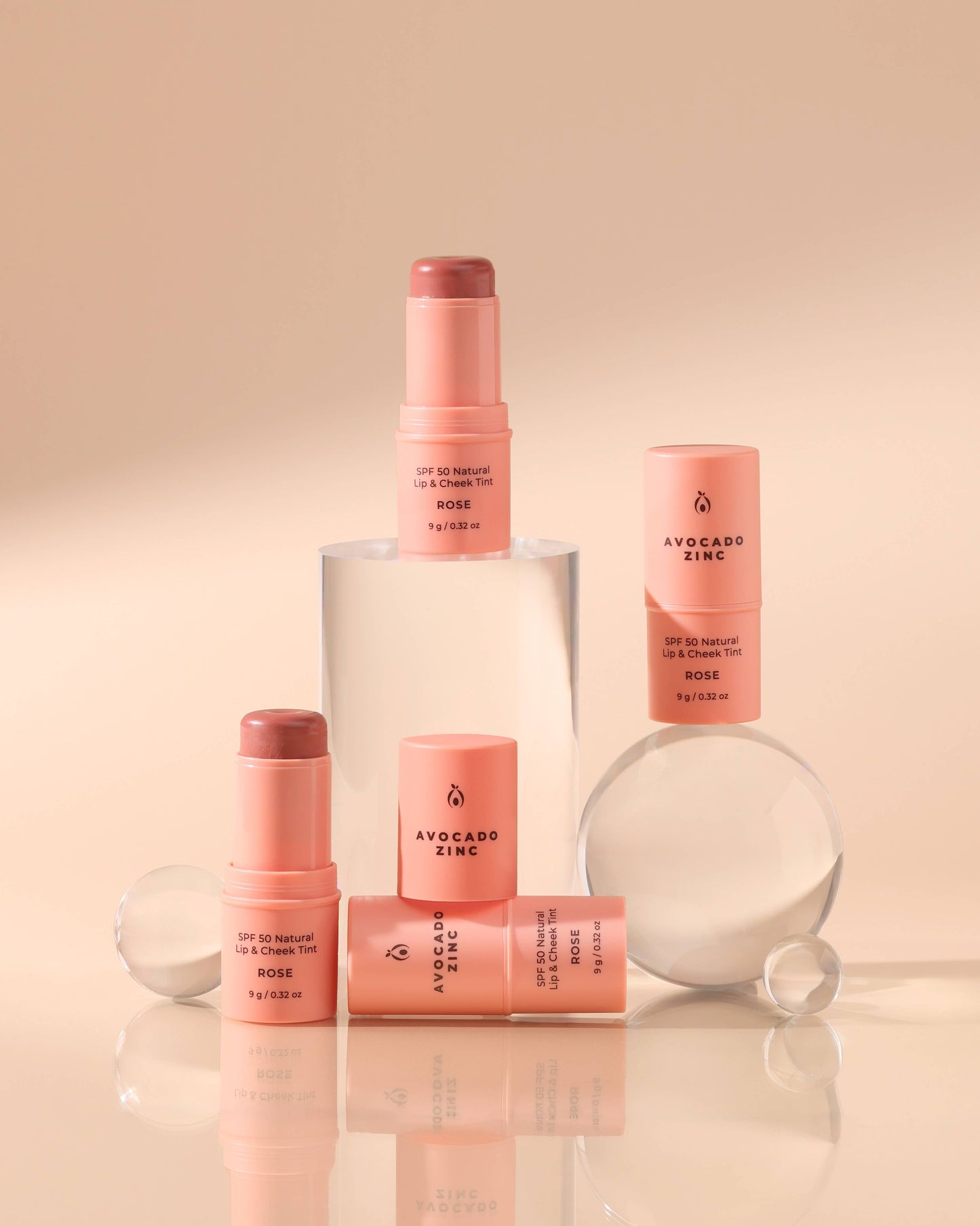 Avocado Zinc -  SPF 50 Natural Lip & Cheek Tint - Rose