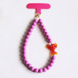Phone cord beads with lobster - purple