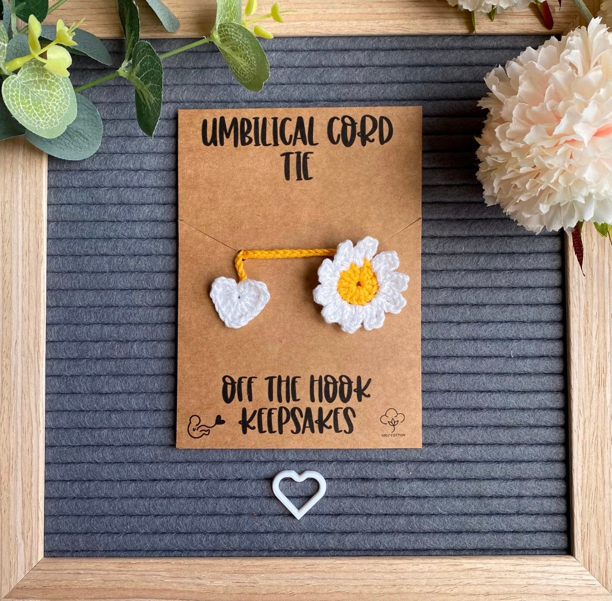 Daisy and Heart Umbilical Cord Tie