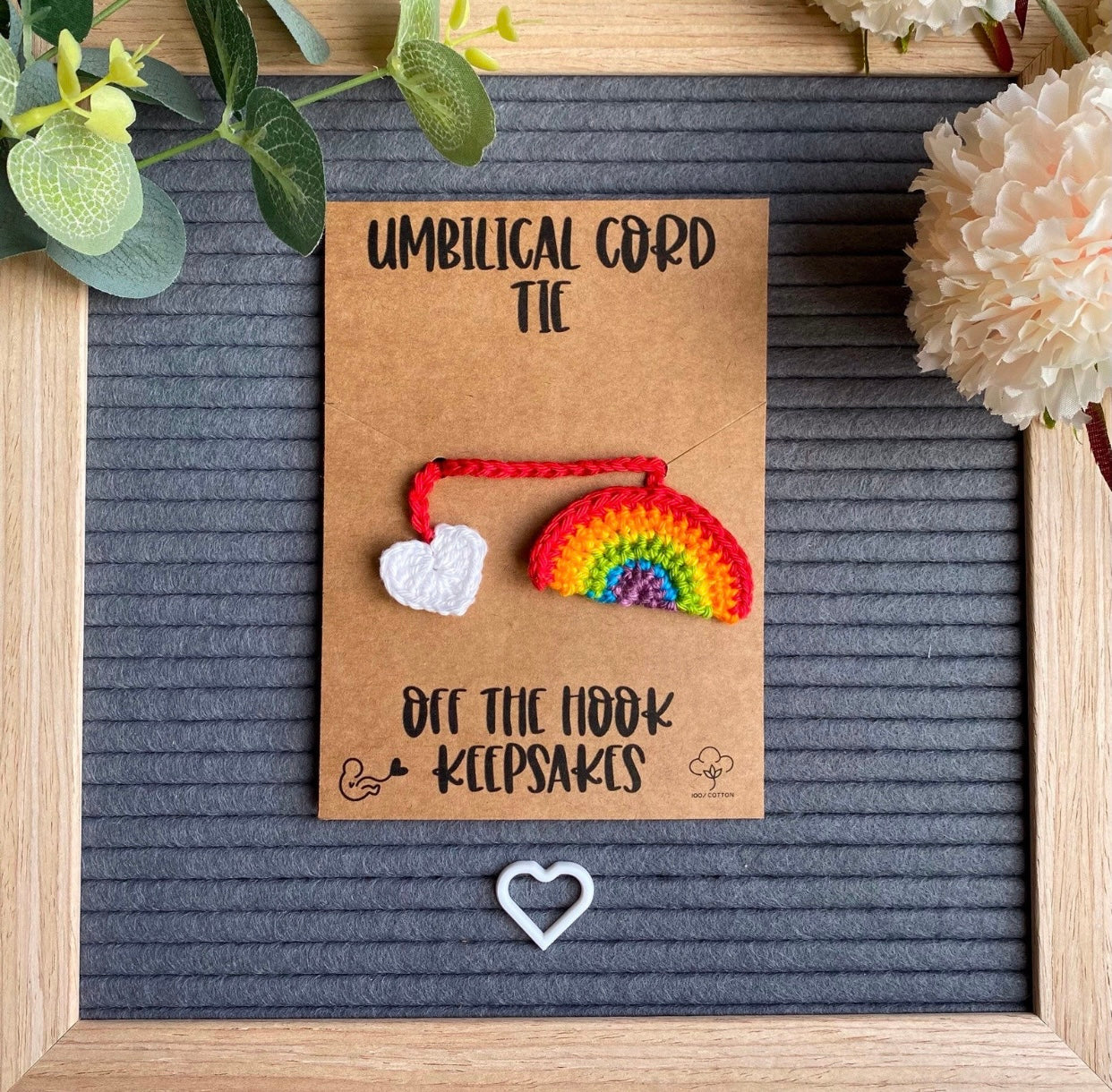 Rainbow and Heart Umbilical Cord Tie